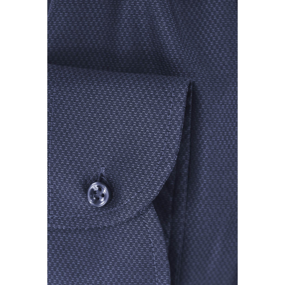 Donkerblauw Getextureerd Heren Overhemd Zonder Zak - Philo Vance - Bagnolo