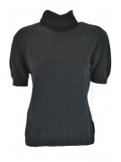 Ladies dress Shirt Black Large, High neck and half sleeves