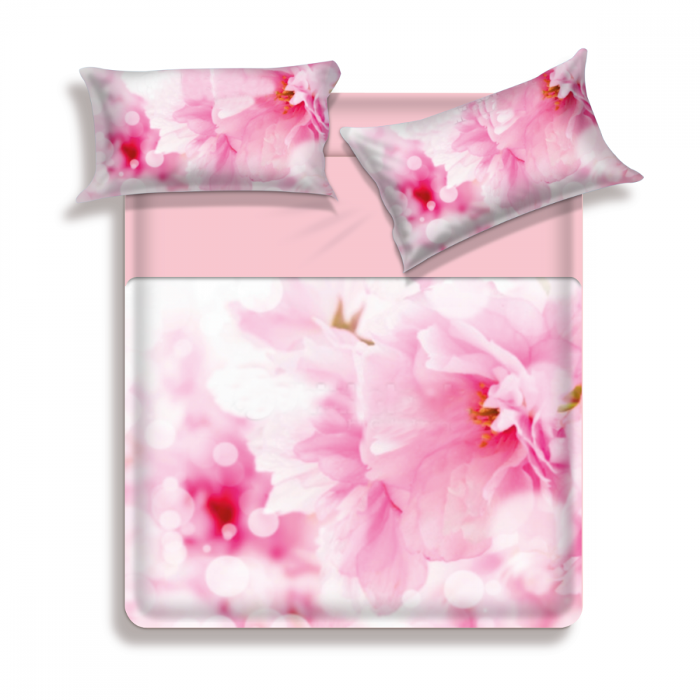 Quilt " Pink Floral Large Flowers microfiber - Biancaluna