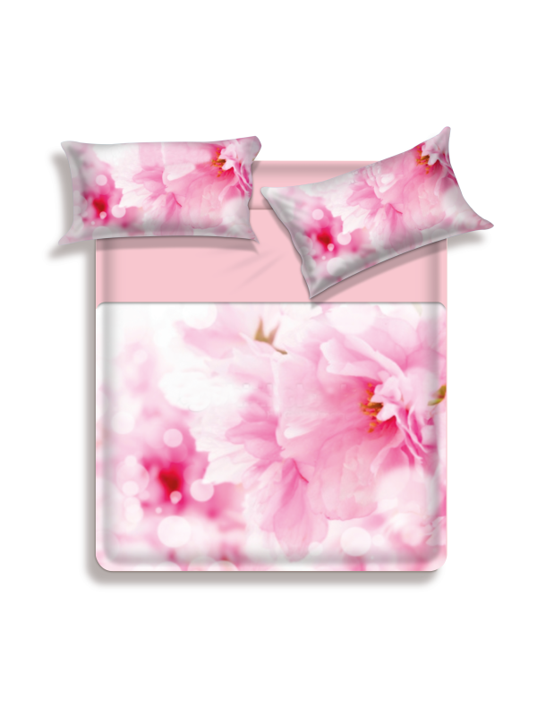 Quilt " Pink Floral Large Flowers microfiber - Biancaluna