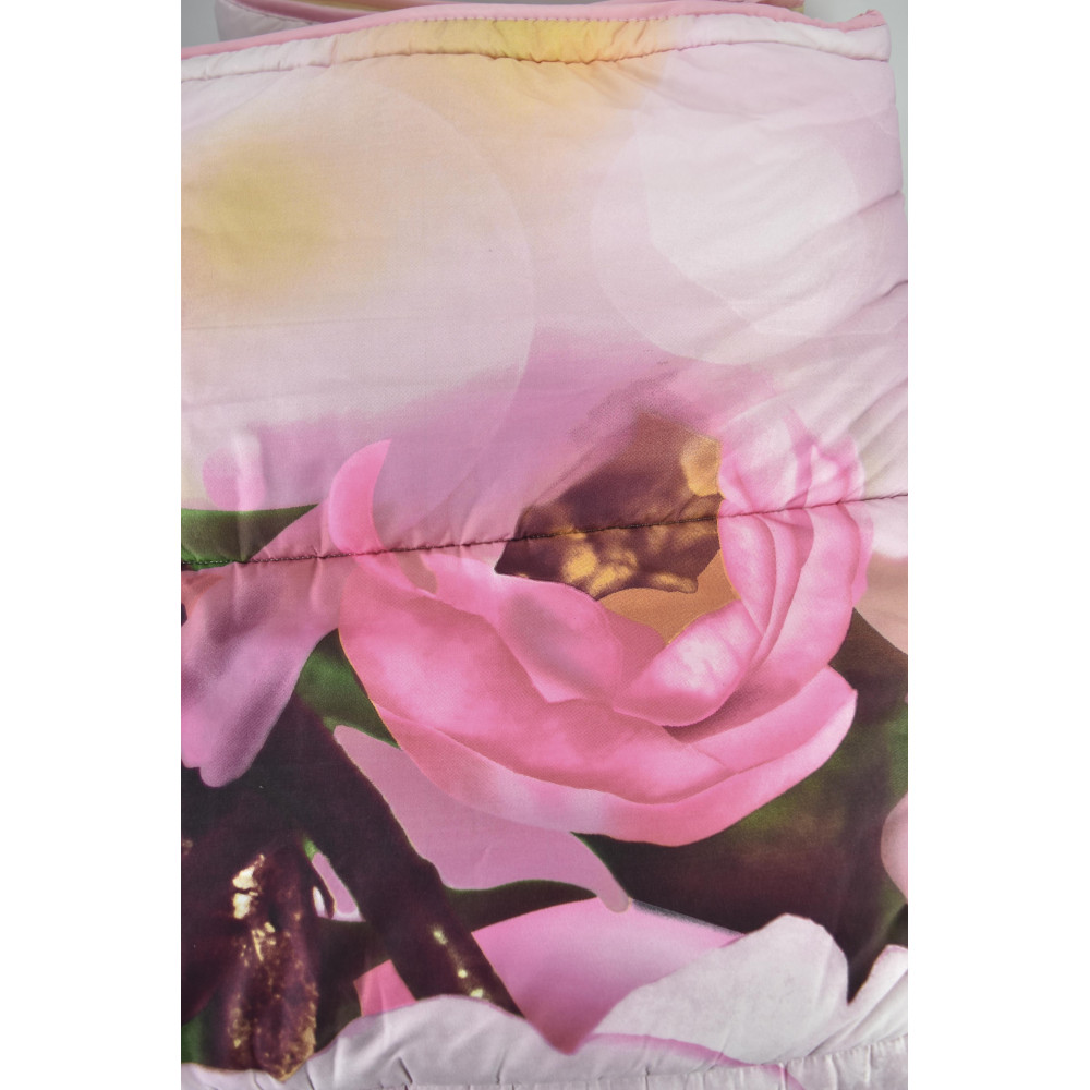 Quilt " Rose Floral de Grandes Fleurs en microfibre - Biancaluna