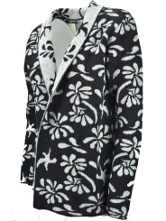 Jacket Knitted Cardigan Open Women's Jacquard Floral