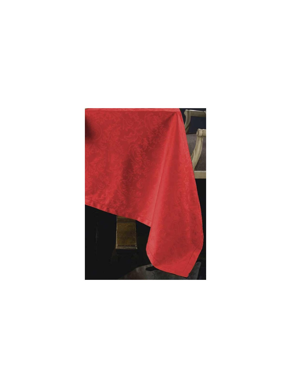 Nappe élégante avec serviettes de table en jacquard de coton des Flandres avec finition ajourée