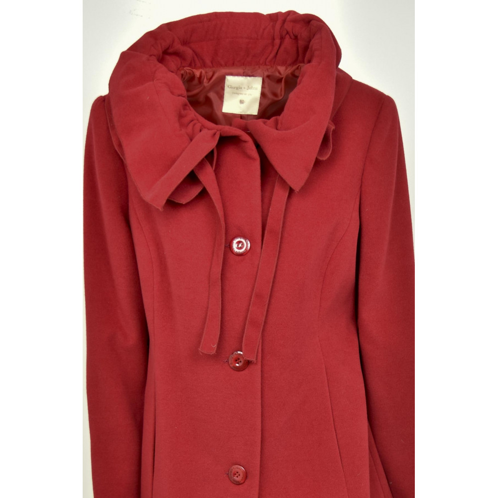 Lange mantel Damen 50 XXL, Rot, mit Hals-Rouches Georgia & Johns
