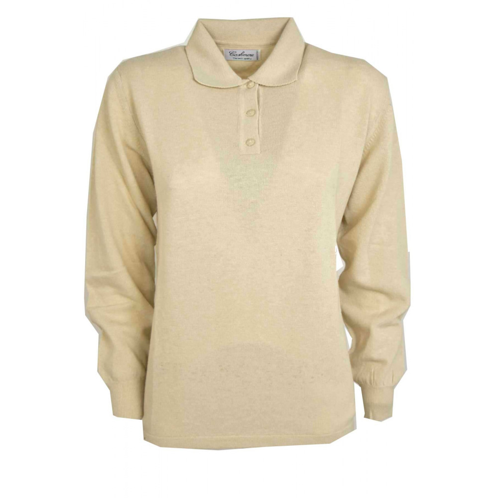 Mesh ladies Polo-Beige - Large Fit and Straight