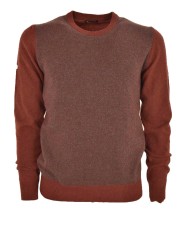 Ballantyne Rust Herringbone Men's Crewneck Sweater - 20% Cashmere 80% Wool