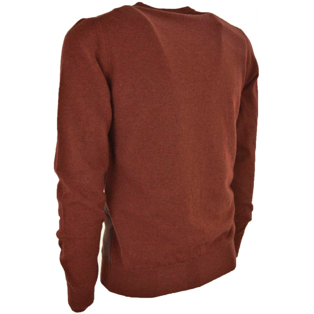 Ballantyne Men's Herringbone Crewneck Sweater Rust - 20% Cashmere 80% Wool