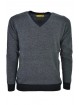 Men's V-Neck Blue Jaquard Pointed Pin Sweater