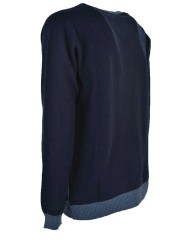 Slim Sweater für Herren mit zweifarbigem V-Ausschnitt – Wolle-Kaschmir-Mischung
