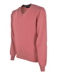 Ружовы мужчынскі пуловер з V-вобразным выразам - кашміровая сумесь 2Fili