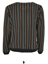 Black V-Neck Men's Shirt Rust Stripes Green White Gray - Alessandro Tellini