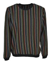 男性用 クルーネックセーター ブラック ラストグリーン ホワイト グレー ストライプ - ミックスカシミア