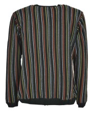 Jersey de cuello redondo para hombre Rayas negras, verdes, blancas y grises - Cashmere mixto