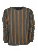 Men's Crew Neck Sweater Gray Vertical Stripes Orange Brown Black - Alessandro Tellini