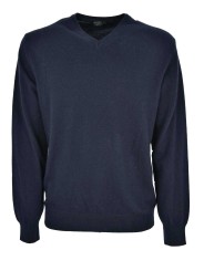 Мужчынскі класічны пуловер з V-вобразным выразам з 2 нітак з кашміровай воўны і тонкай вязкай