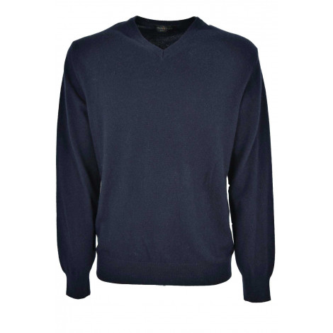 Men's Classic V-Neck Pullover Mixed Cashmere Wool Thin Knit 2 Yarns
