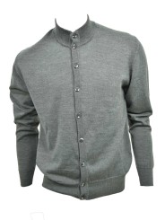 Men's Sweater Bomber Buttons - Pure Fine Wool