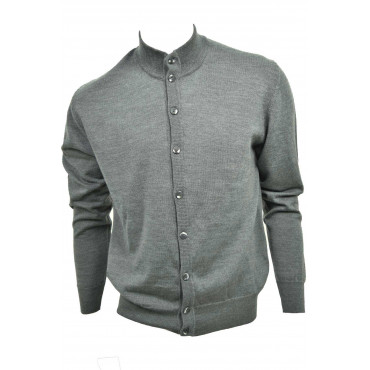 Trui Mens Bomber Knoppen - Zuiver Wol