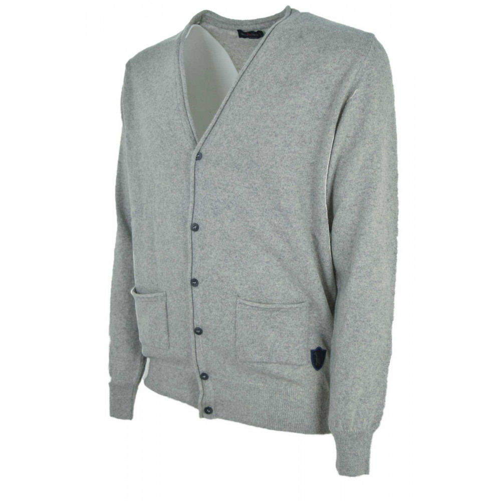 Man Sweater Cardigan V Neck Buttons - 100% Cashmere
