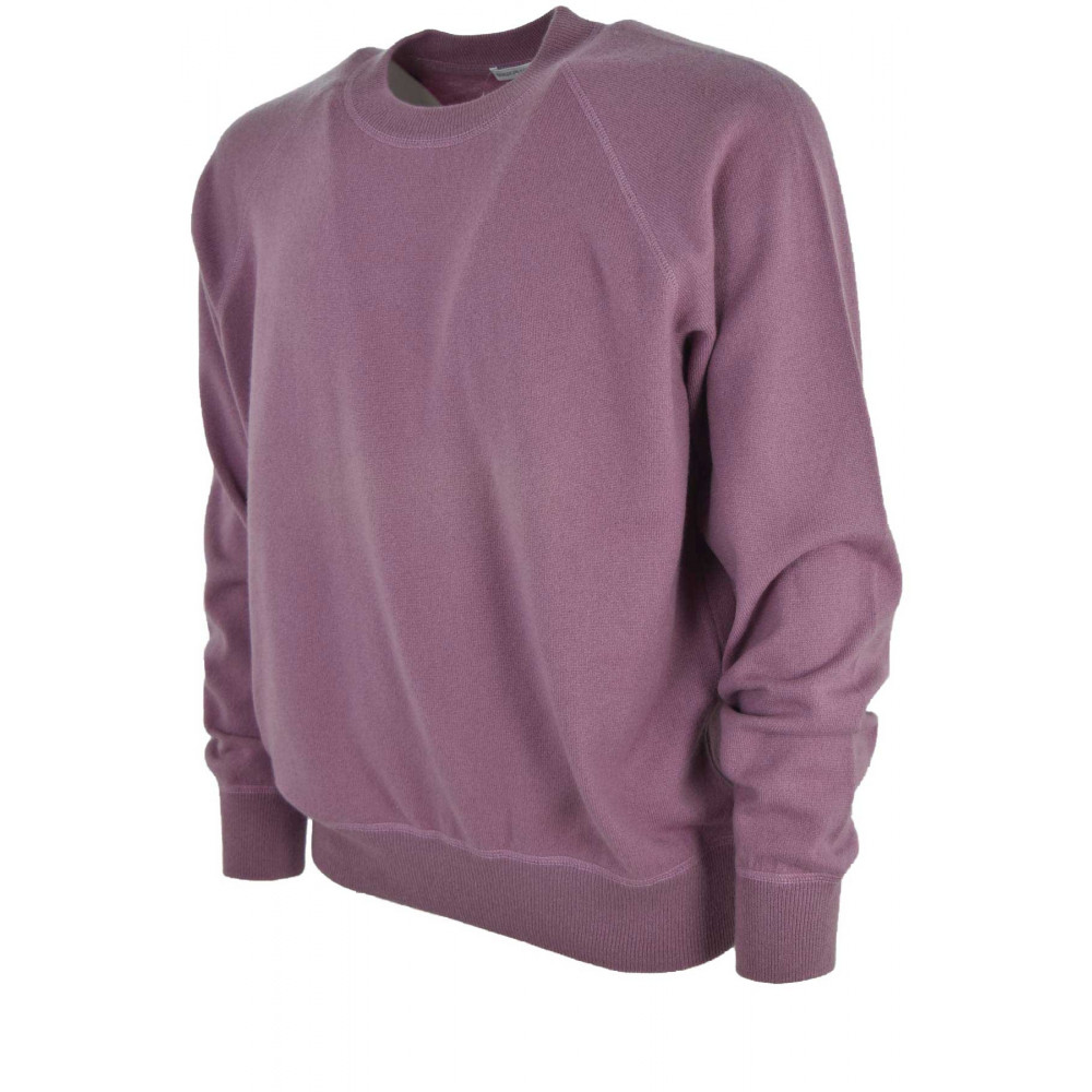 Pure Cashmere Men's Pullover Round Neck 50 L Dark Pink Raglan 2Fili