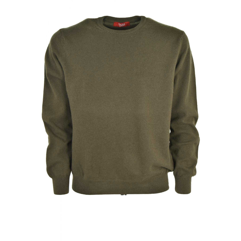 Мужчынскі карычневы вузкі пуловер з круглым выразам, 100% кашмір