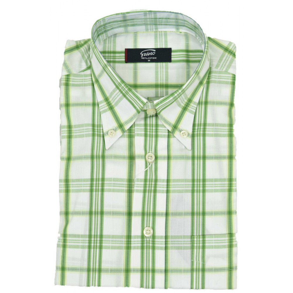 ButtonDown Man Shirt Green Check Poplin Button Down