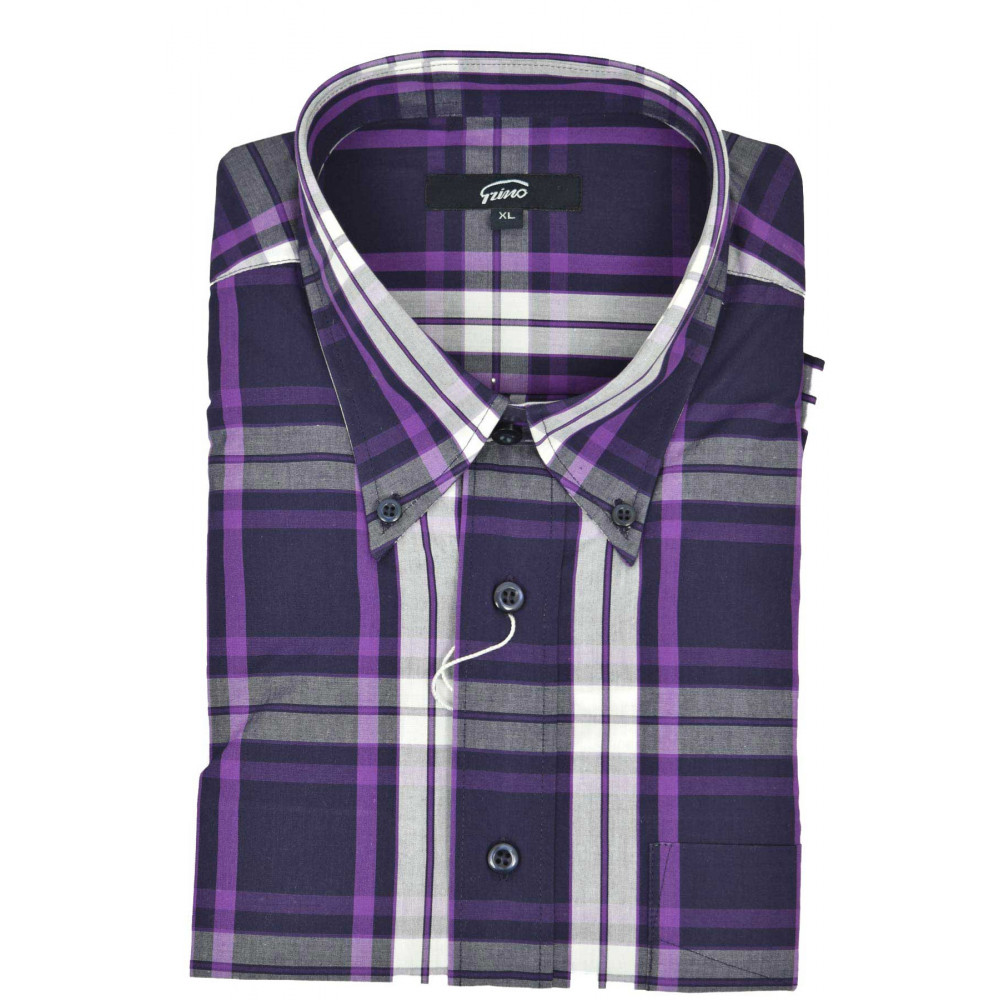 Man Shirt Checked Purple Scottish Poplin ButtonDown