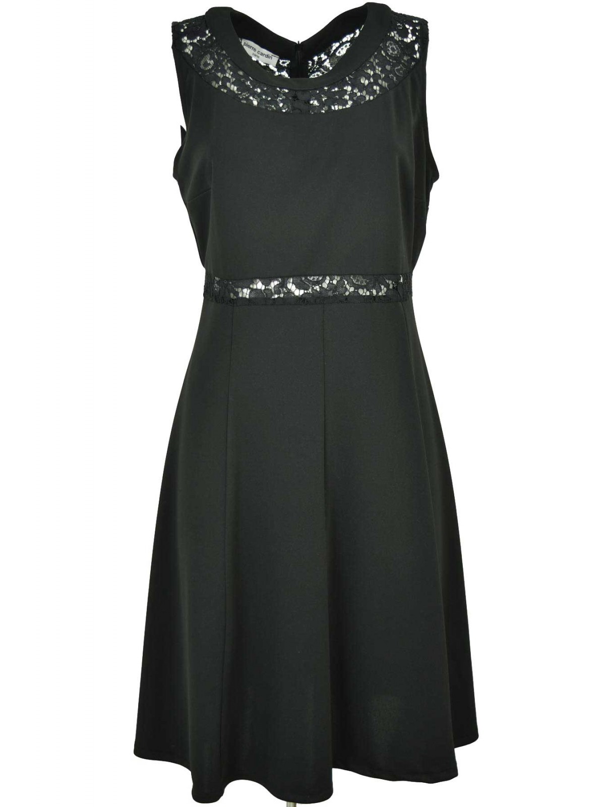 Vestido tubo de mujer elegante tirantes de encaje negro - Pierre Cardin