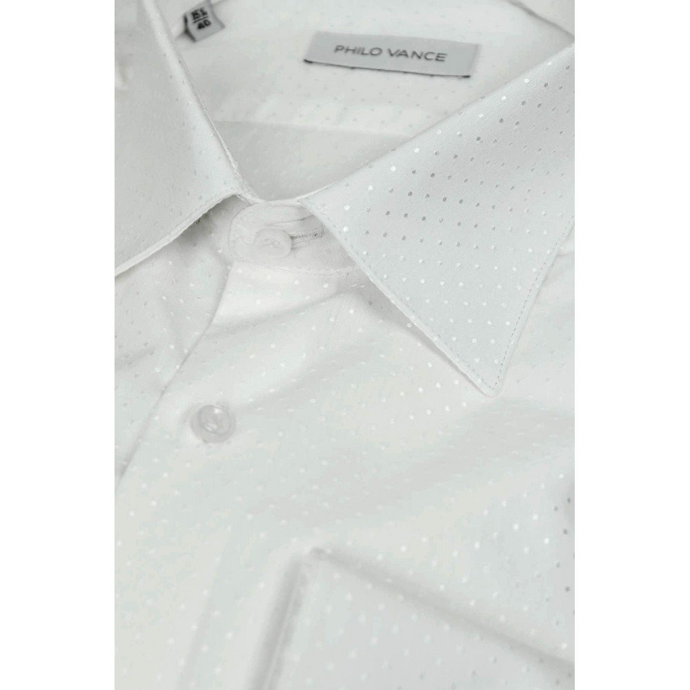 Camisa Ceremonia Hombre Elegante Lunares Blancos sobre Blanco - Philo Vance - Acerra