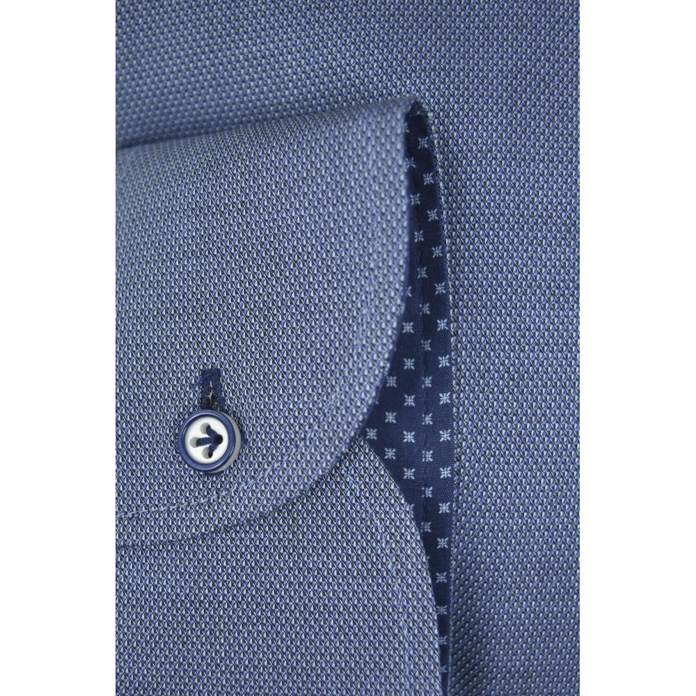 Элегантная мужчынская кашуля сярэдняга сіняга колеру са стыльнымі дэталямі - Philo Vance - Diamante
