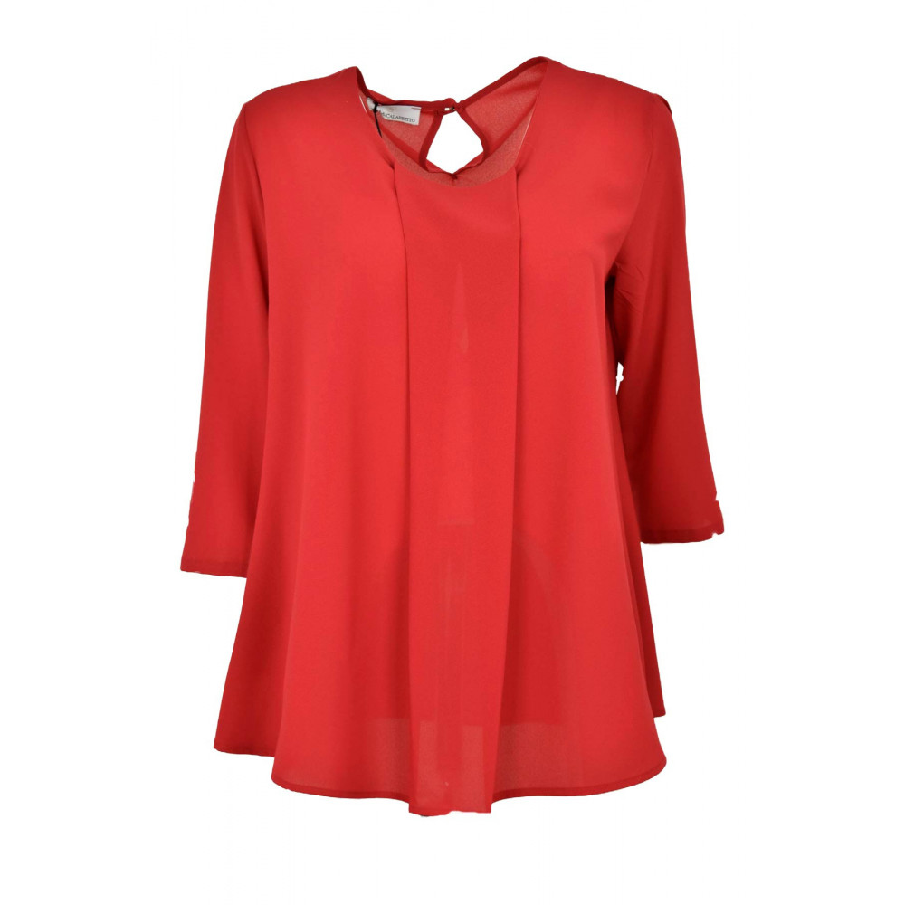 Große Rote Damen Bluse in Crepe - Elegante