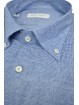 Light Blue Checked Linen Blend Man Shirt Button Down Collar - Philo Vance - Acapulco