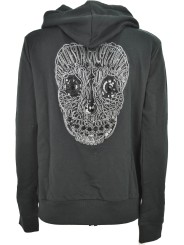 Hooded sweatshirt Black Skull Rhinestone and Beading