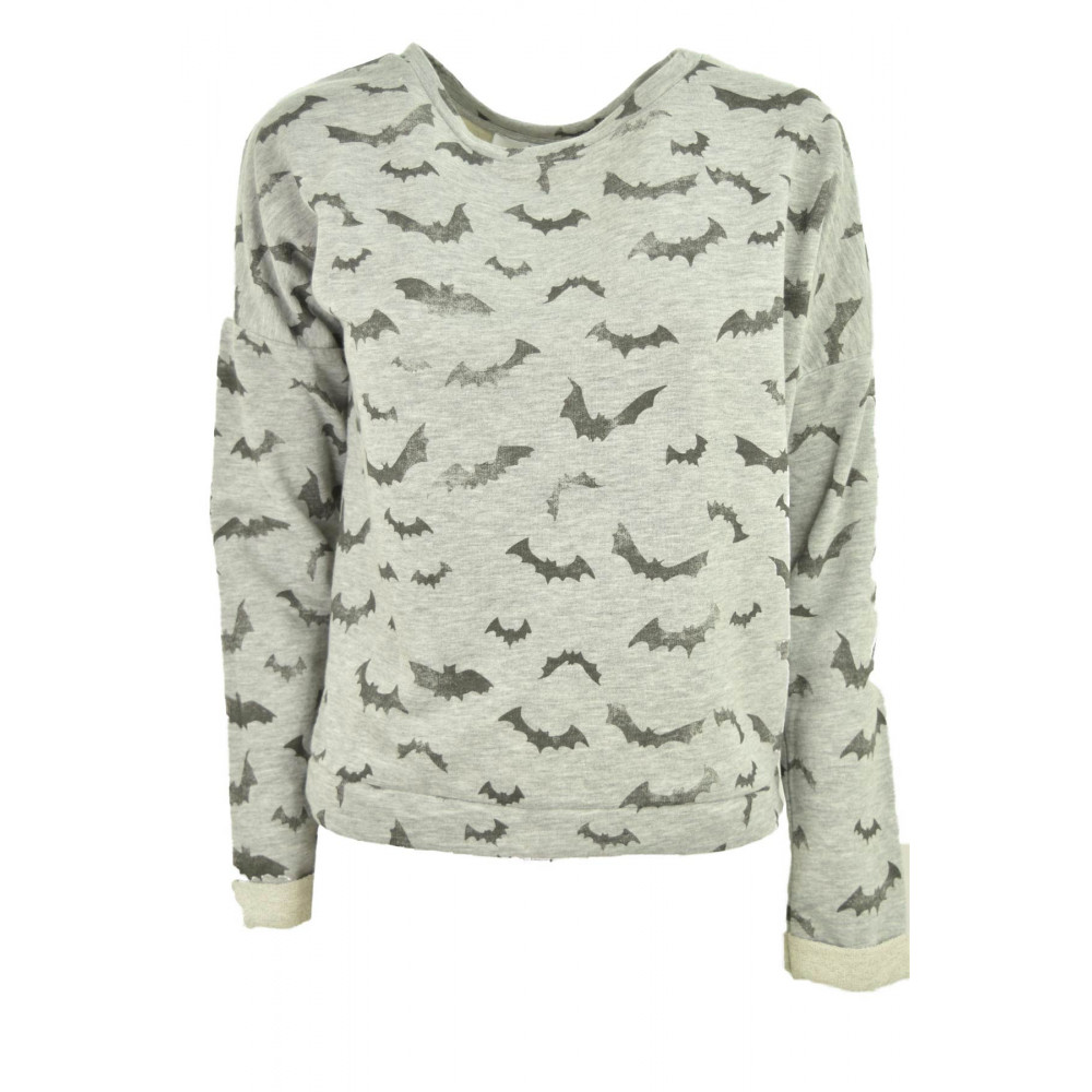 Sweatshirt Girls Bats Gray background Cotton Brushed