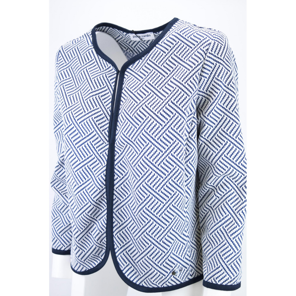 Korte jas van Chanel Vrouw 46 L Optisch Wit-en-Blauw - Pierre Cardin
