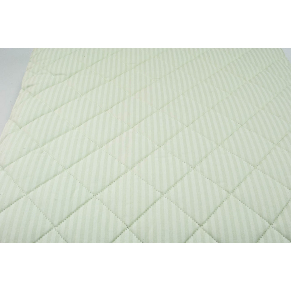 Quilted bedspread Double Light Green Stripes Percale Cotton 270x270 - channeled and quilted 2 Squares