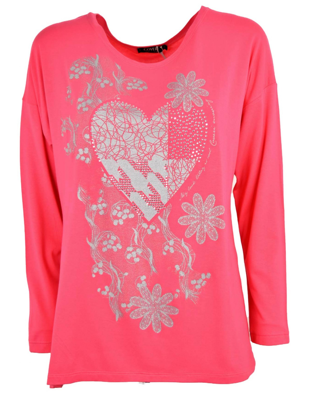 Jersey Woman Coral Pink Dress Large - Long Sleeves