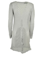 Knitted Cardigan Long Grey V-Neck - Pure Cotton