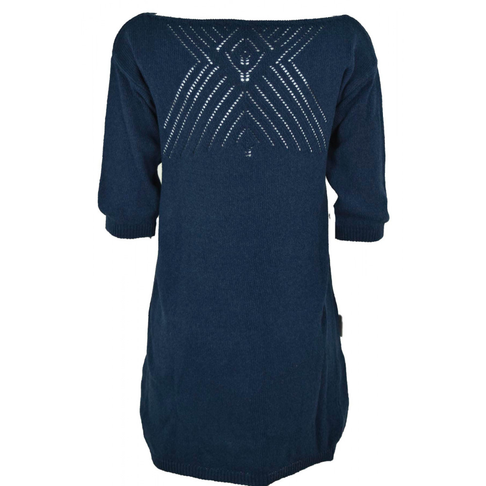 Knit dress Blue Cotton Perforated on the back