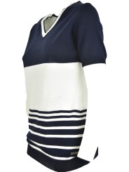 Tshirt Maglia ScolloV Donna XL Blu Righe Bianco - GianMarco Venturi