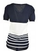 T-shirt Knit ScolloV Women's XL Blue and White Stripes - GianMarco Venturi