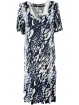 Plus Size Women's Dress in Blue and White Patterned Viscose Jersey