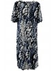 Plus Size Damenkleid in blau-weiß gemustertem Viskose-Jersey