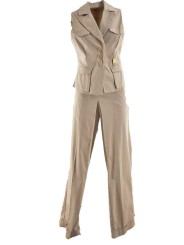 Suit Vest Pants Woman Light Beige Cotton 42