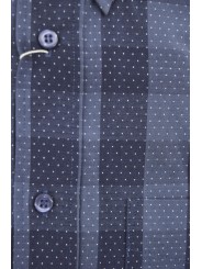 Camicia Uomo Classica Button Down Quadri Blu Pois Bianco - Grino