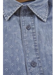 Herenoverhemd Jeans klein geometrisch patroon