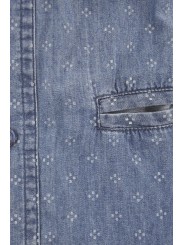 Herenoverhemd Jeans klein geometrisch patroon