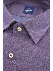 Heren Casual SlimFit Bordeaux hemd met klein geometrisch patroon