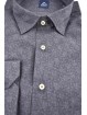 Цёмна-шэрая паўсядзённая мужчынская кашуля SlimFit з дробнымі кветкамі