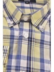 Classic Button Down Men's Shirt Scottish Check Poplin - Grino